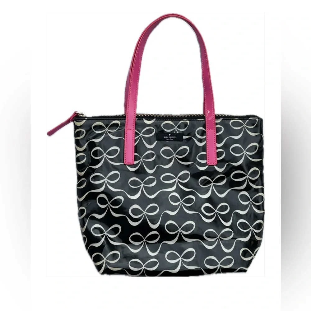 Kate Spade Small Vinyl Ribbon Print Tote Bag - Picture 1 of 4